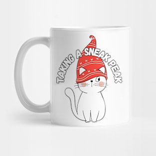 Taking a Sneak Peek, Christmas humor Mug